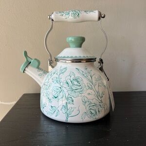 The Pioneer Woman Teal and White Floral Teapot